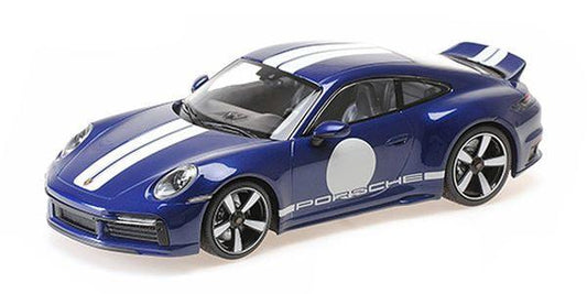 PORSCHE 911 (992) SPORT CLASSIC – 2022 – BLUE METALLIC W/STRIPE - ModelCarHQ